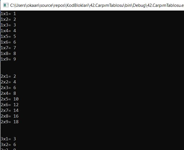 csharp-carpim-tablosu-olusturma